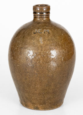 Scarce JCM Half-Gallon Stoneware Jug attrib. Daniel Seagle, Lincoln County, NC, c1840