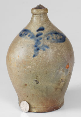 Fine Small-Sized Stoneware Jug w/ Brushed Cobalt Decoration, Hudson River Valley, NY