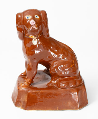 Glazed Stoneware Spaniel Figure, probably Dan Mercer, Parkersburg, WV