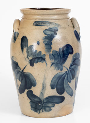 Outstanding HARRISBURG, PA Stoneware Jar w/ Elaborate Floral Decoration, attrib. Shem Thomas at John Young Pottery