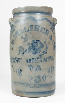 L. B. DILLINER & CO. / NEW GENEVA, PA Stoneware Churn, c1875