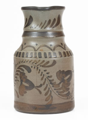 Exceptional New Geneva or Greensboro, PA Tanware Pitcher w/ Elaborate Freehand Decoration