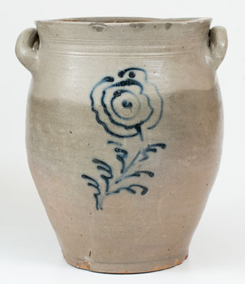 Open-Handled Stoneware Jar w/ Slip-Trailed Decoration, attrib. Howe & Clark, Athens, NY