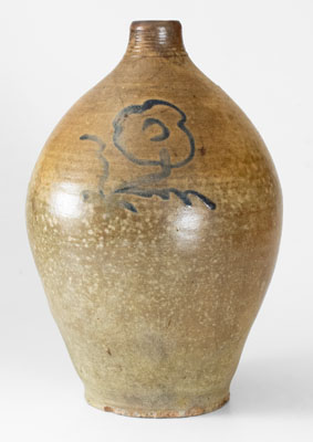 Stoneware Jug w/ Slip-Trailed Floral Decoration, attrib. Howe & Clark, Athens, New York