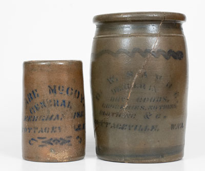 Lot of Two: Stoneware Jars w/ COTTAGEVILLE, W. VA Stenciled Advertising