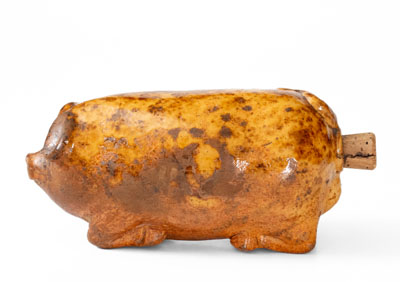 American Redware Pig Flask, circa 1880