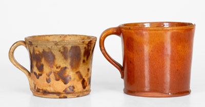Lot of Two: Glazed Redware Mugs, Shenandoah Valley origin