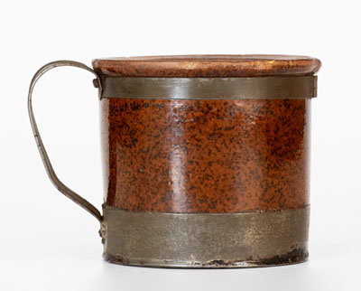 Scarce Redware Pitcher w/ Tin Band Marked PAT. JUN, 27, 1876, F. SCHIFFERLE, ST. LOUIS, MO