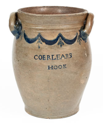 Very Rare COERLEARS HOOK / N. YORK Stoneware Jar, Thomas W. Commeraw, Manhattan, c1800
