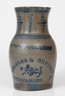 WILLIAMS & REPPERT / GREENSBORO, PA Stoneware Pitcher w/ Elaborate Decoration