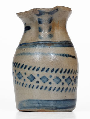 Scarce Half-Gallon Stoneware Pitcher w/ Stenciled and Freehand Decoration, attrib. A. P. Donaghho