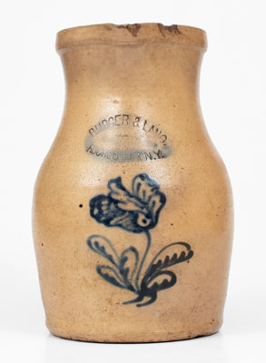 BURGER & LANG / ROCHESTER, N.Y. Stoneware Pitcher w/ Slip-Trailed Floral Decoration
