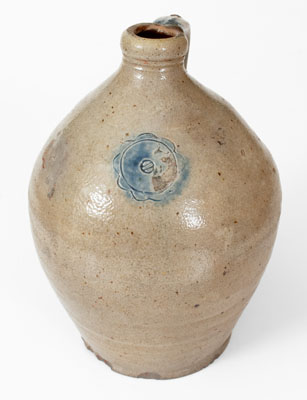 Stoneware Jug w/ Impressed Floral Motif, probably Josiah Chapman, Troy, NY, early 19th century