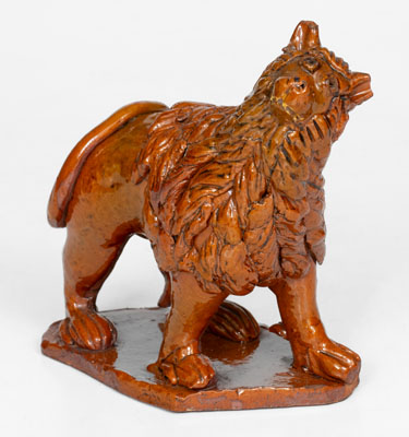 Pennsylvania Redware Lion Figure, 19th century