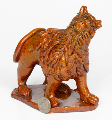 Pennsylvania Redware Lion Figure, 19th century