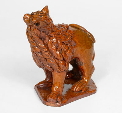 Pennsylvania Redware Lion Figure, 19th century