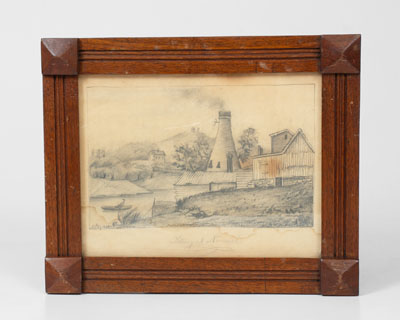 Extremely Rare 1851 Pencil Drawing of