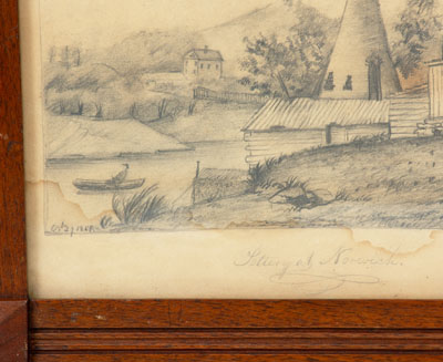 Extremely Rare 1851 Pencil Drawing of