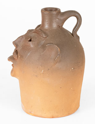 Rare Mustached Face Jug attrib. Davis Pennington Brown, Brown Pottery (Arden, NC), c1930