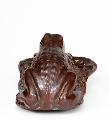 Rare Albany-Glazed Figural Frog Match Safe, probably Ohio