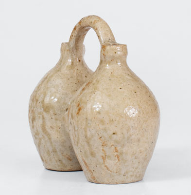 Outstanding Texas Stoneware Gemel / Double Jug, possibly Jefferson S. Nash, c1850-60