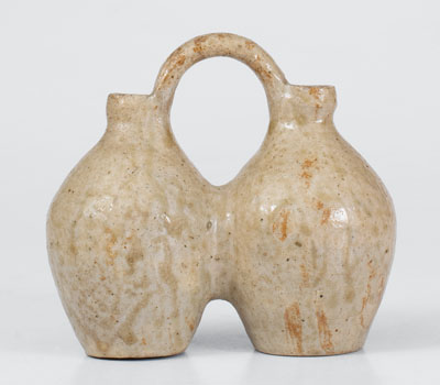 Outstanding Texas Stoneware Gemel / Double Jug, possibly Jefferson S. Nash, c1850-60