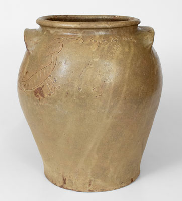 David Drake Eagle toed owl Jar, Edgefield District, SC, c1830-40