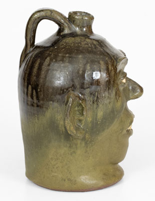 Lanier Meaders Alkaline-Glazed Stoneware Face Jug w/ Rock Teeth, Cleveland, GA, c1975