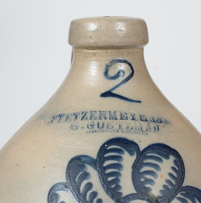 F. STETZENMEYER & G. GOETZMAN / ROCHESTER, N.Y. Two-Gallon Stoneware Jug, 1853-60