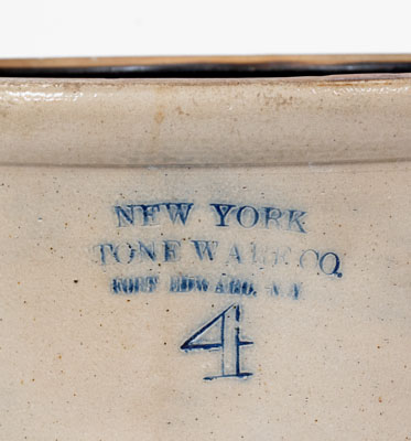 NEW YORK STONEWARE CO. / FORT EDWARD, N.Y. Four-Gallon Stoneware Chicken Crock