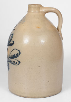 J. BURGER, JR. / ROCHESTER. N.Y. Two-Gallon Stoneware Jug w/ Cobalt Floral Decoration