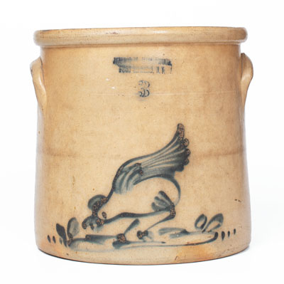 J.A. & C.W. UNDERWOOD, / FORT EDWARD, N.Y. Three-Gallon Stoneware Chicken Crock