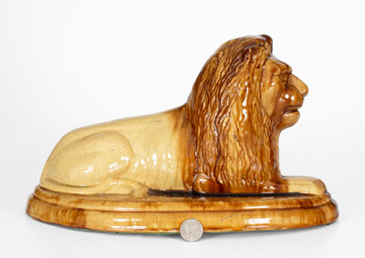 Fine Mogadore, Ohio, Large-Sized Stoneware Lion Figure