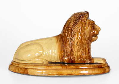 Fine Mogadore, Ohio, Large-Sized Stoneware Lion Figure