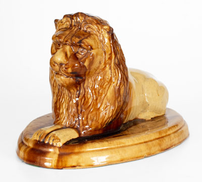 Fine Mogadore, Ohio, Large-Sized Stoneware Lion Figure