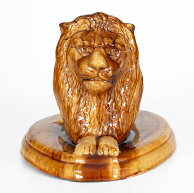 Fine Mogadore, Ohio, Large-Sized Stoneware Lion Figure