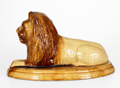 Fine Mogadore, Ohio, Large-Sized Stoneware Lion Figure