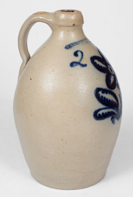 F. STETZENMEYER & Co. / ROCHESTER, N.Y. Two-Gallon Stoneware Jug w/ Cobalt Floral Decoration
