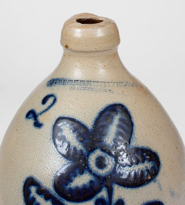 F. STETZENMEYER & Co. / ROCHESTER, N.Y. Two-Gallon Stoneware Jug w/ Cobalt Floral Decoration