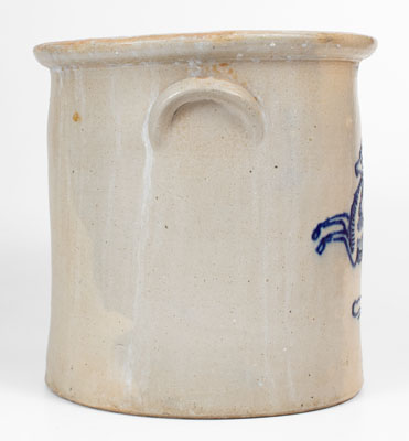 Fine HUBBELL & CHESEBRO / GEDDES, N.Y. Five-Gallon Stoneware Crock w/ Prancing Deer