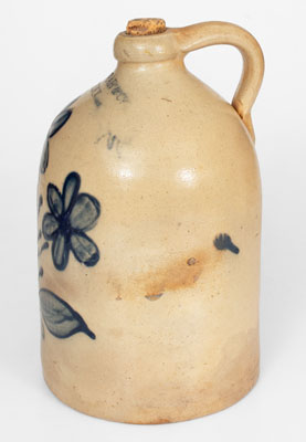 W.H. FARRAR / GEDDES, NY Stoneware One-Gallon Jug w/ Elaborate Floral Design