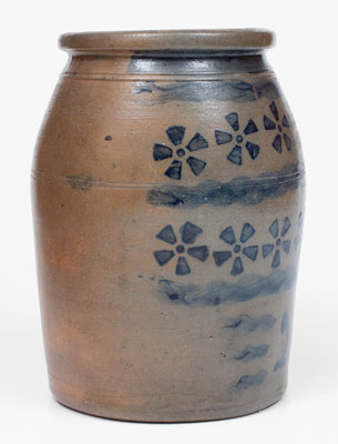 Scarce Western PA Stoneware Jar w/ Elaborate Pinwheel Decoration, probably Stephen H. Ward, West Brownsville