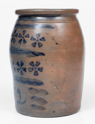 Scarce Western PA Stoneware Jar w/ Elaborate Pinwheel Decoration, probably Stephen H. Ward, West Brownsville