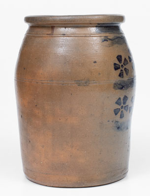 Scarce Western PA Stoneware Jar w/ Elaborate Pinwheel Decoration, probably Stephen H. Ward, West Brownsville