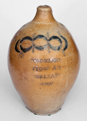 COMMERAWS / STONEWARE / CORLEARS / HOOK Stoneware Jug, Thomas W. Commeraw, New York City, c1810