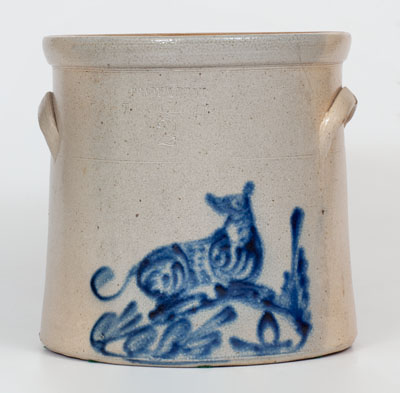 BRADY & RYAN / ELLENVILLE, NY Stoneware Dog Crock, c1885