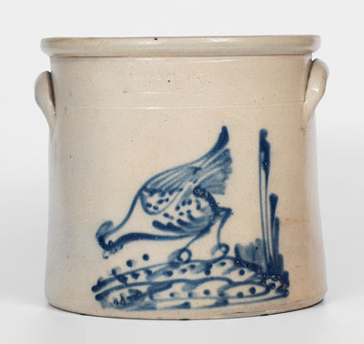 RIEDINGER & CAIRE / POUGHKEEPSIE, New York Stoneware Crock w/ Pecking Chicken Decoration