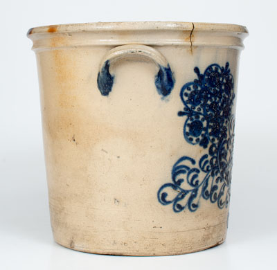 Exceptional S. D. KELLOGG / WHATELY, Mass. Stoneware Flowerpot w/ Elaborate Mourning Dove and Floral Design