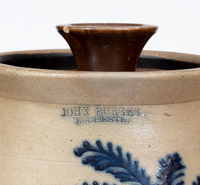 Extremely Rare JOHN BURGER / ROCHESTER Stoneware Churn w/ Elaborate Deer and Tree Decoration