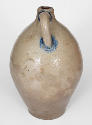 Very Fine DAVID MORGAN / NEW YORK Stoneware Jug w/ Impressed Hearts and Swag Decoration, c1800
